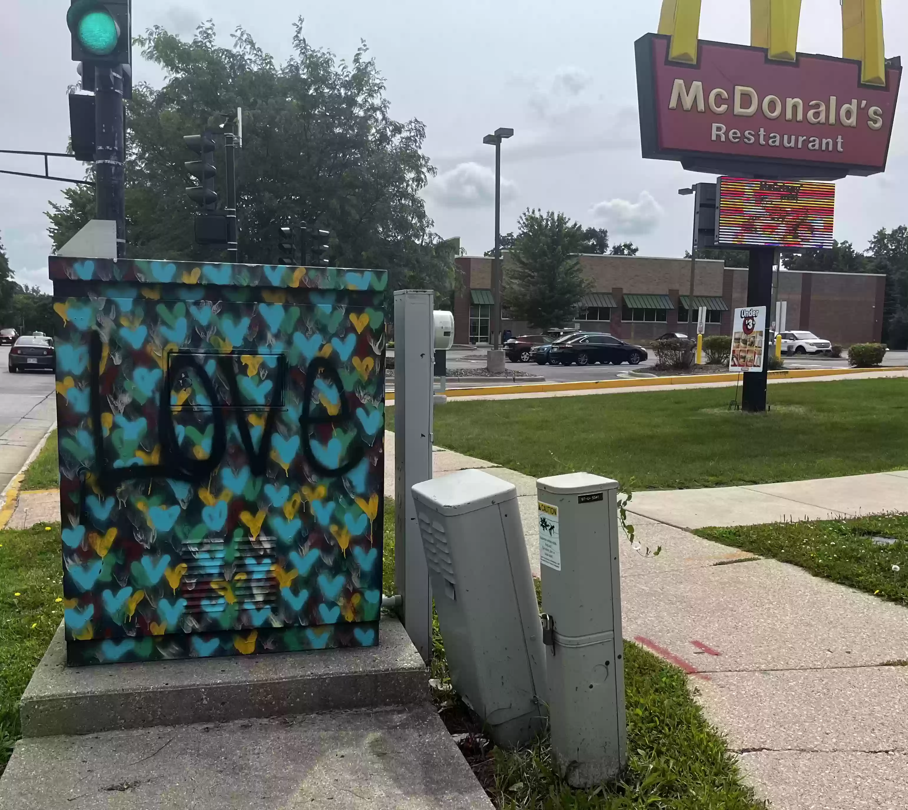 Box 9 with McDonalds store in background