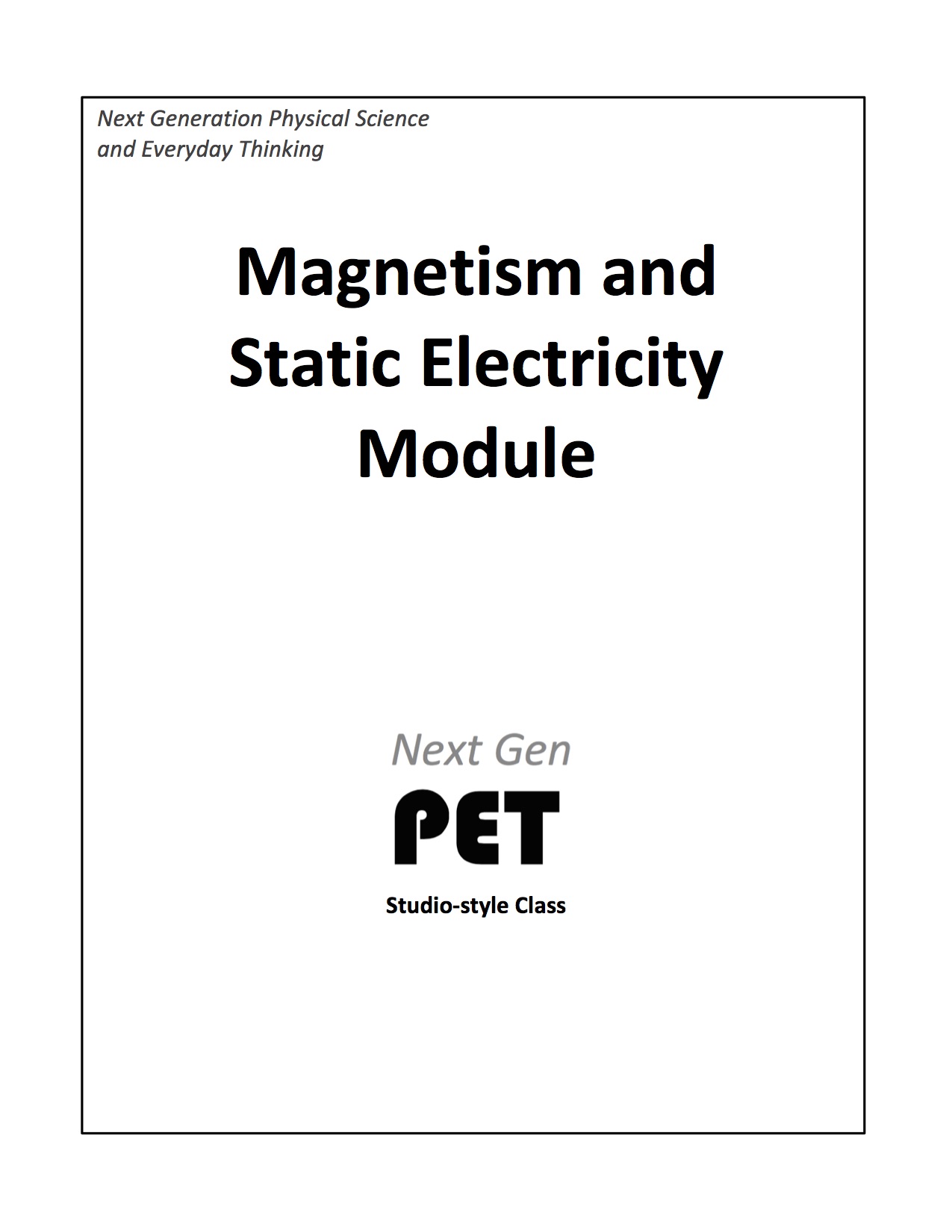 Module MSE: Magnetism and Static Electricity
