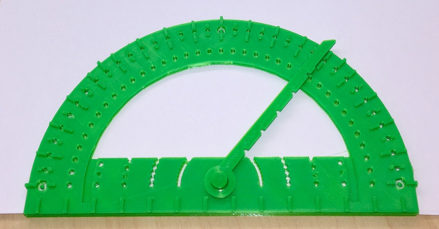 Picture of protractor on paper.