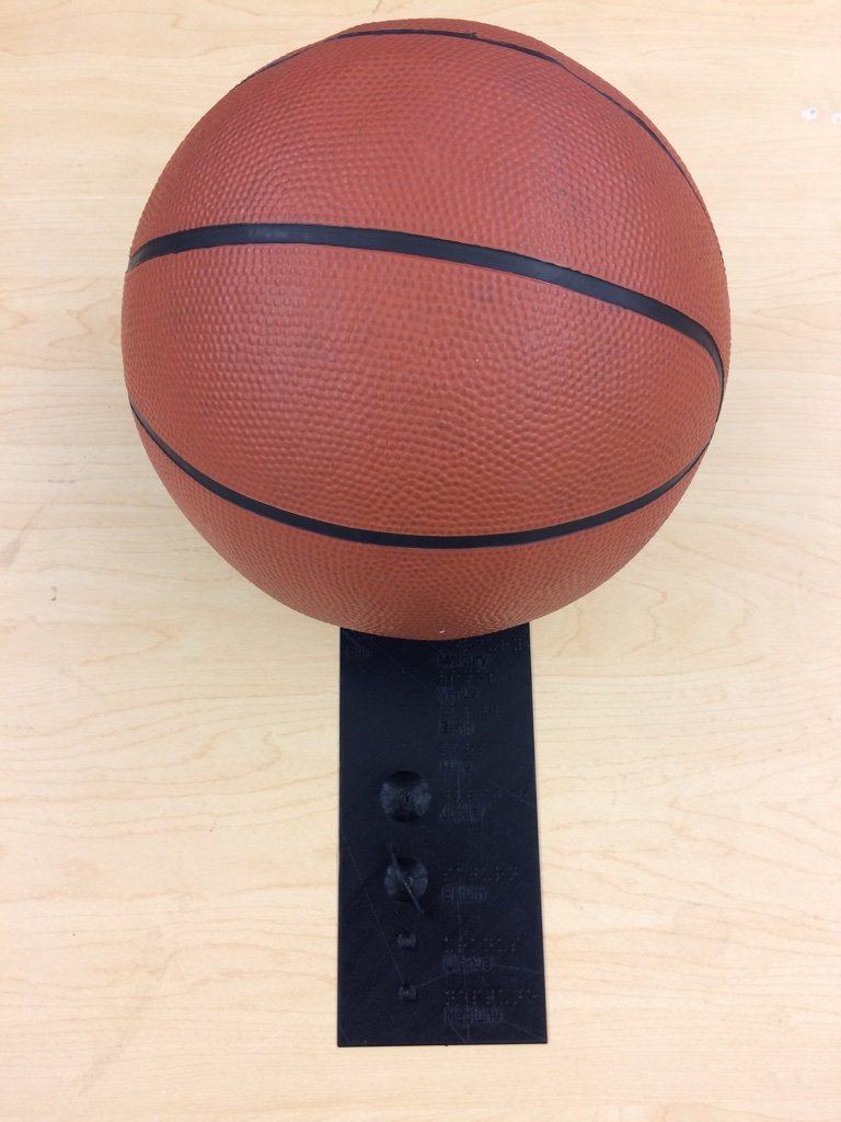 Scale model with basketball