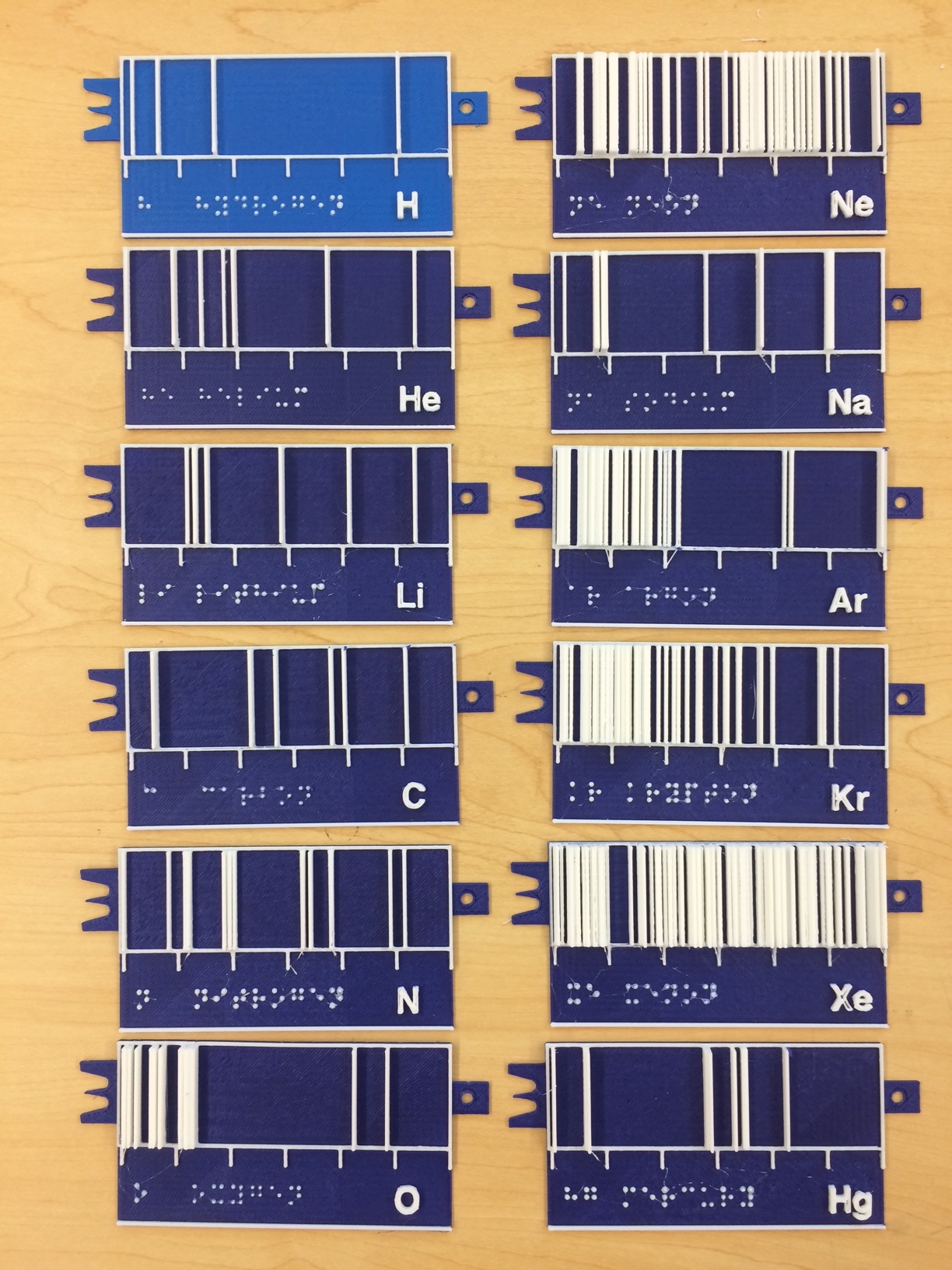 Set of the element spectra plates