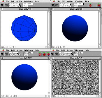 Three images of the Active 
camera window.