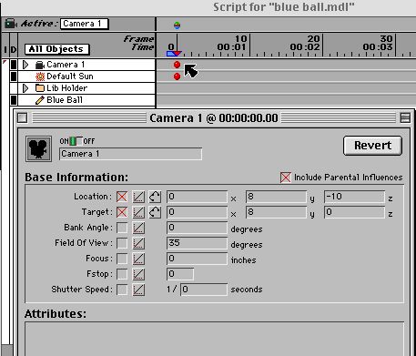 Camera properties dialog box.